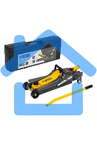 Домкрат гидравлический подкатной с фиксатором Denzel 2,5 т,85-385 мм, в пласт. кейсе