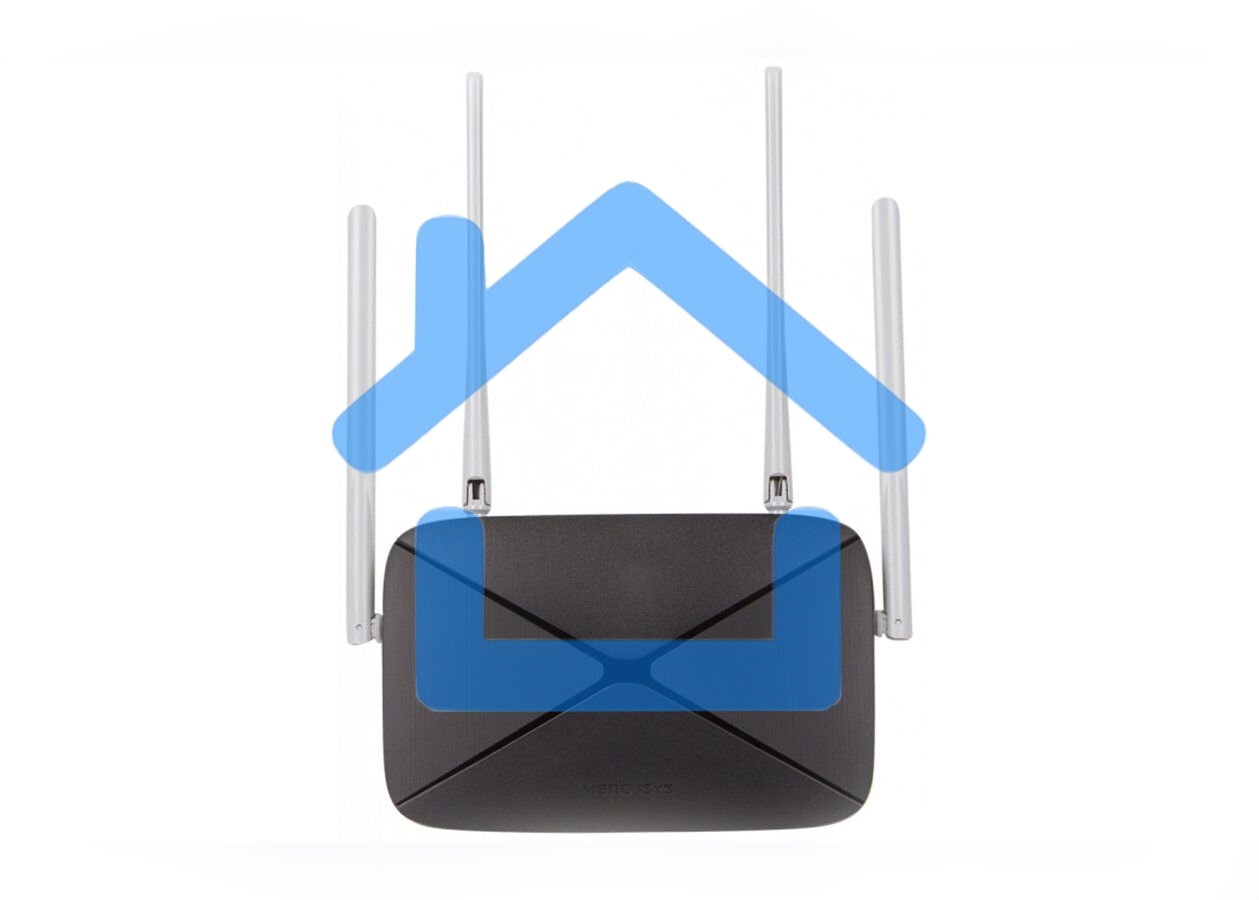 Беспроводный маршрутизатор Mercusys AC12, Dual Band, (867Мбит/с на 5 ГГц + 300Мбит/с на 2,4 ГГц)4 порта 100 Мбит/с, 4 фиксированных антенны