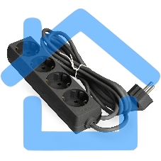 Удлинитель ExeGate ECE-4-1.8B (EX285810RUS), черный, 1.8 м, Евровилка с заземлением, 4 евророзетки с заземлением, 2200 Вт