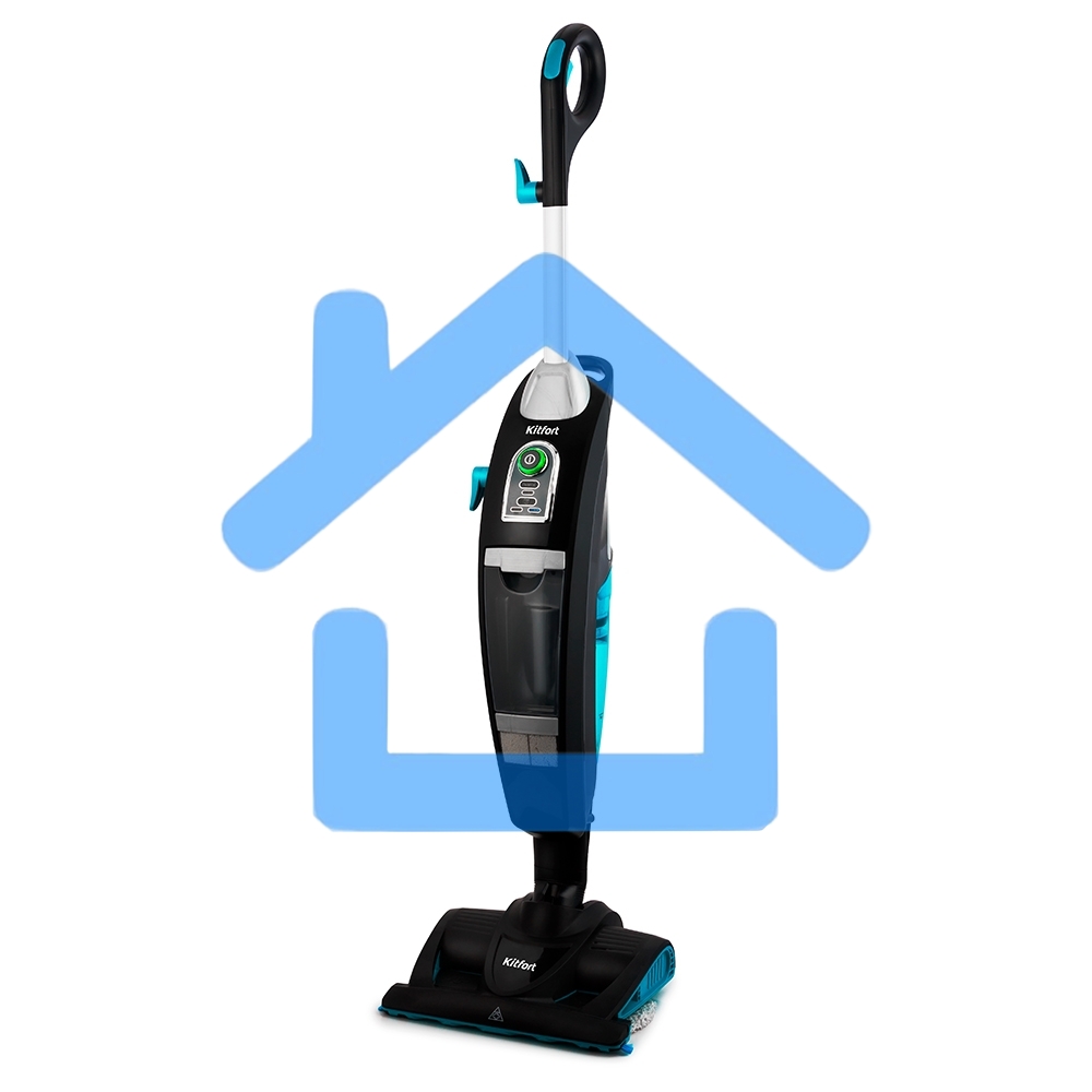Пылесос вертикальный паровой Kitfort КТ-535-1 черный, питание от сети, 1600 Вт, уборка влажная/паром/сухая, пылесборник 1 л