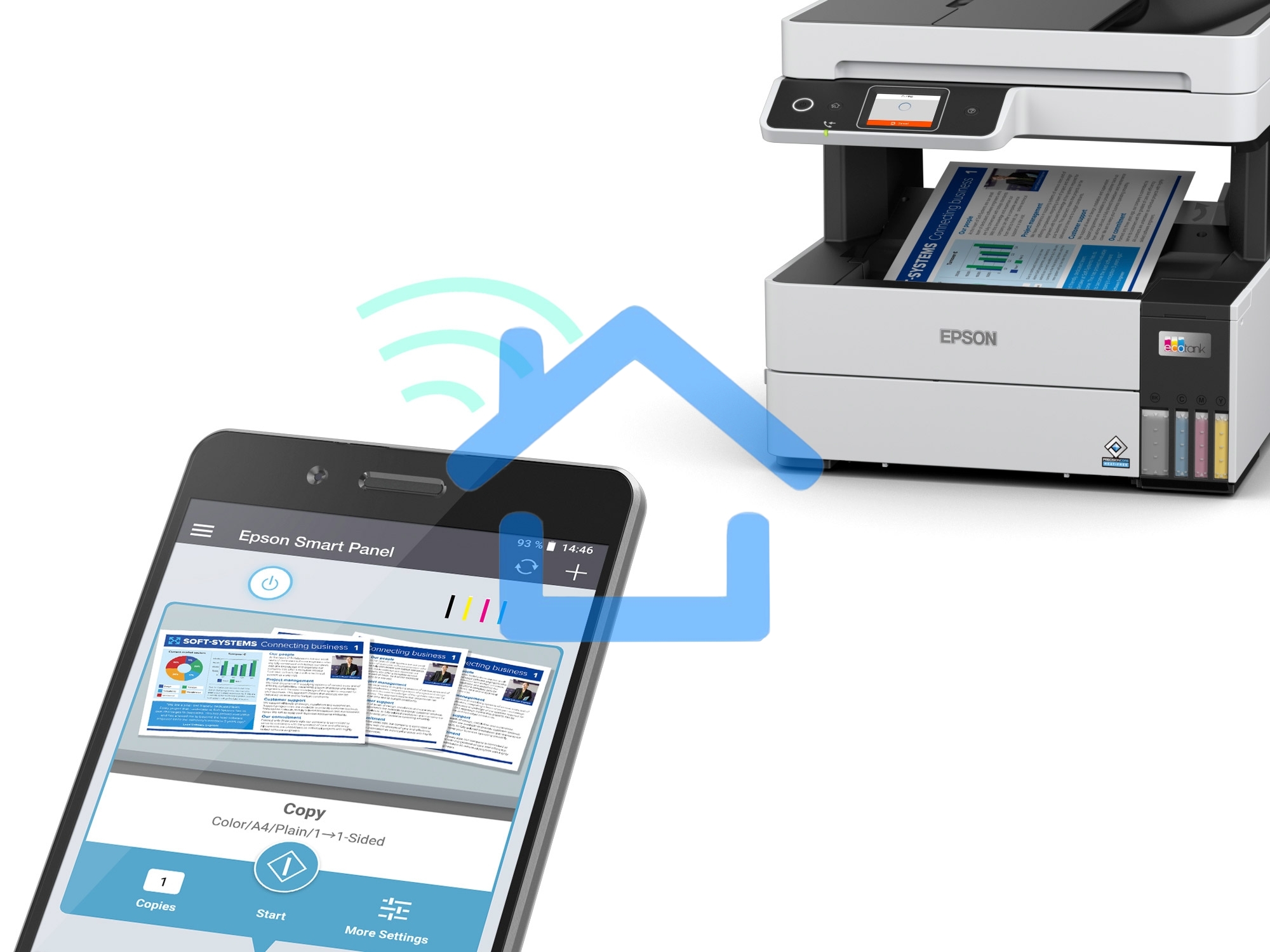 МФУ струйное Epson L6490 (C11CJ88405), A4, цветной, печ. до 17 стр/мин. (ч/б) до 9.5 стр/мин. (цвет), 1200 x 4800 dpi (печать) 1200x2400dpi (скан.), USB, RJ-45, Wi-Fi