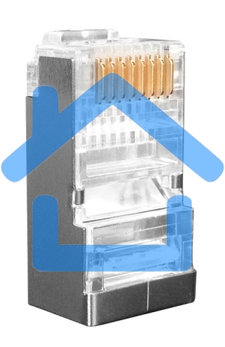 Разъем RJ-45(8P8C) Hyperline PLUG-8P8C-U-C6-SH-100 под витую пару, категория 6 (50 µ''/ 50 микродюймов), экранированный, универсальный (для одножильного и многожильного кабеля) (100 шт)