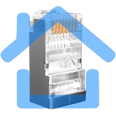 Разъем RJ-45(8P8C) Hyperline PLUG-8P8C-U-C6-SH-100 под витую пару, категория 6 (50 µ''/ 50 микродюймов), экранированный, универсальный (для одножильного и многожильного кабеля) (100 шт)