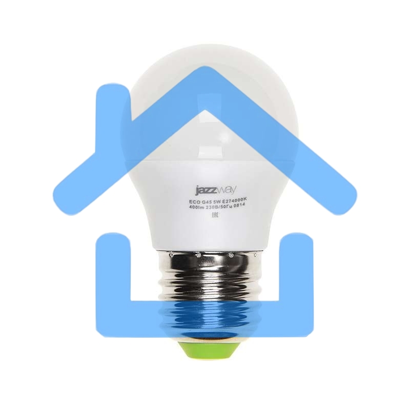 Лампа светодиодная PLED-ECO-G45 5Вт шар 3000К тепл. бел. E27 400лм 220-240В JazzWay 1036957A