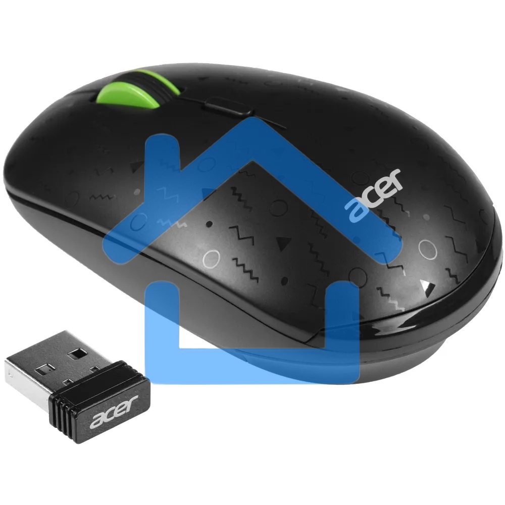 Мышь беспроводная Acer OMR307 черный, 1600 dpi, радиоканал, USB, кнопки - 4