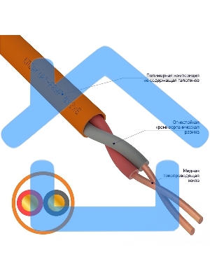 Кабель огнестойкий Rexant КПСнг(А)-FRHF 1x2x1,00 мм², бухта 200 м