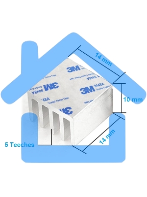 Аллюминиевый радиатор 14х14х10 мм с термоскотчем 3M 9448A