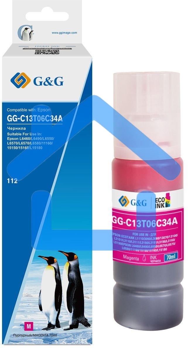 Чернила G&G GG-C13T06C34А №112 пурпурный70мл для Epson L6550/6570/11160/15150/15160