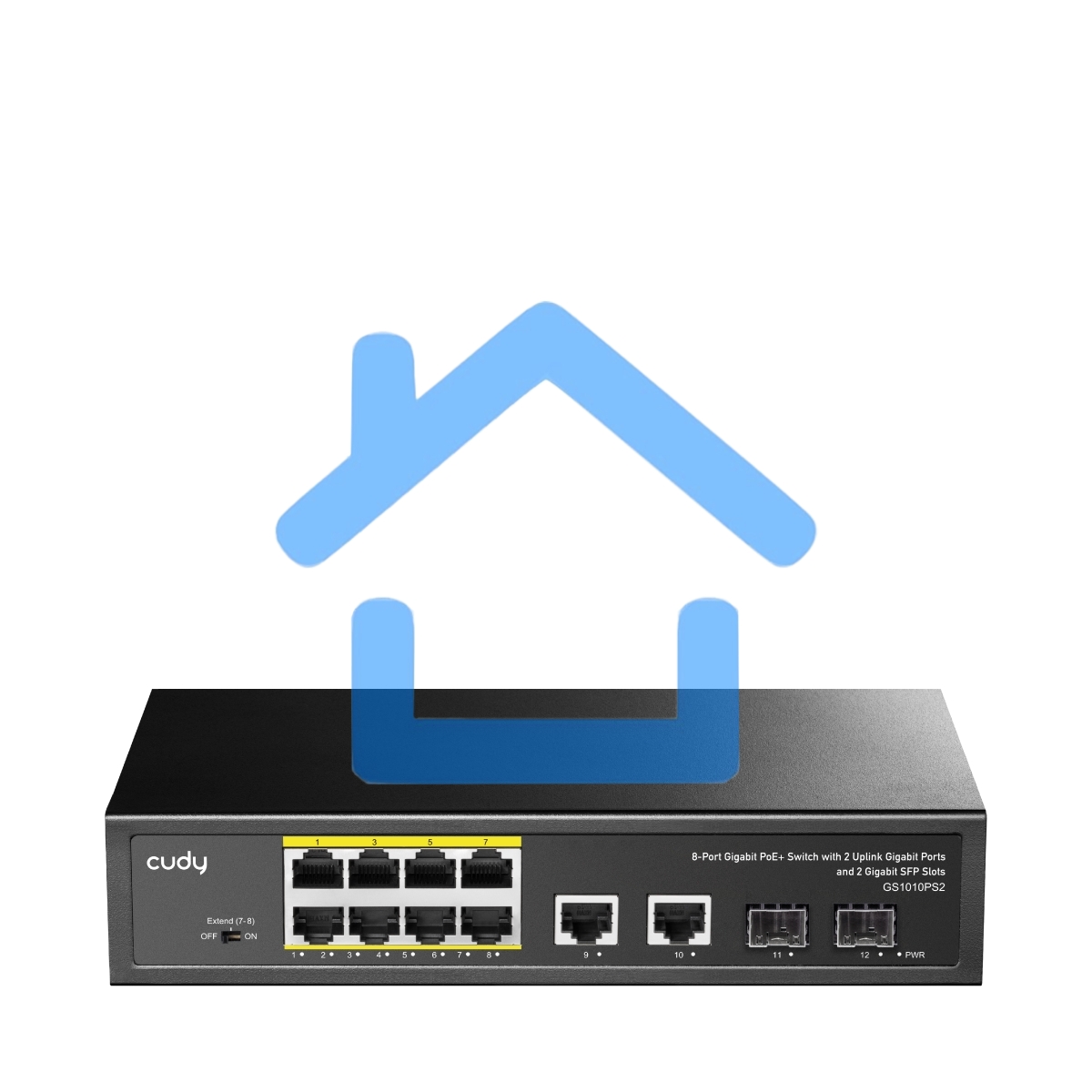 Коммутатор Cudy GS1010PS2, (L2) 10x1Gbит/с 2xКомбо(1000BASE-T/SFP) 2SFP 8PoE 120W, неуправляемый