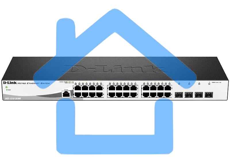 Управляемый коммутатор D-Link DGS-1210-28/ME/A2A2 уровня с 24 портами 10/100/1000Base-T и 4 портами 1000Base-X SFP