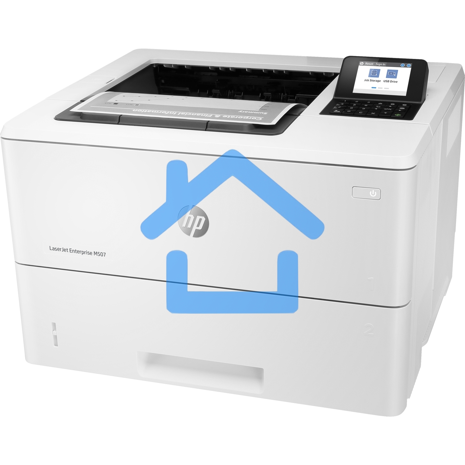 Принтер лазерный HP LaserJet Enterprise M507dn (1PV87A), A4, ч/б, печ. до 43 стр/мин, 1200 x 1200 dpi, USB, RJ-45, Air Print, Mopria
