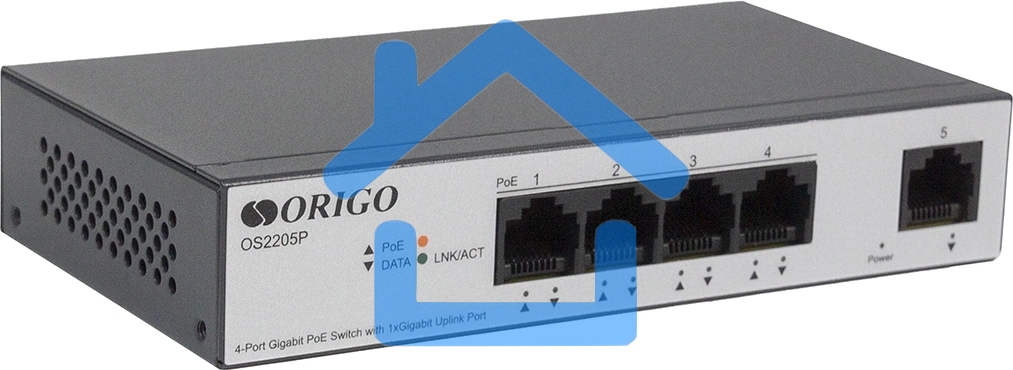 Коммутатор Unmanaged Switch 4x1000Base-T PoE, 1x1000Base-T, PoE Budget 60W, Long-range PoE up to 250m, metal case