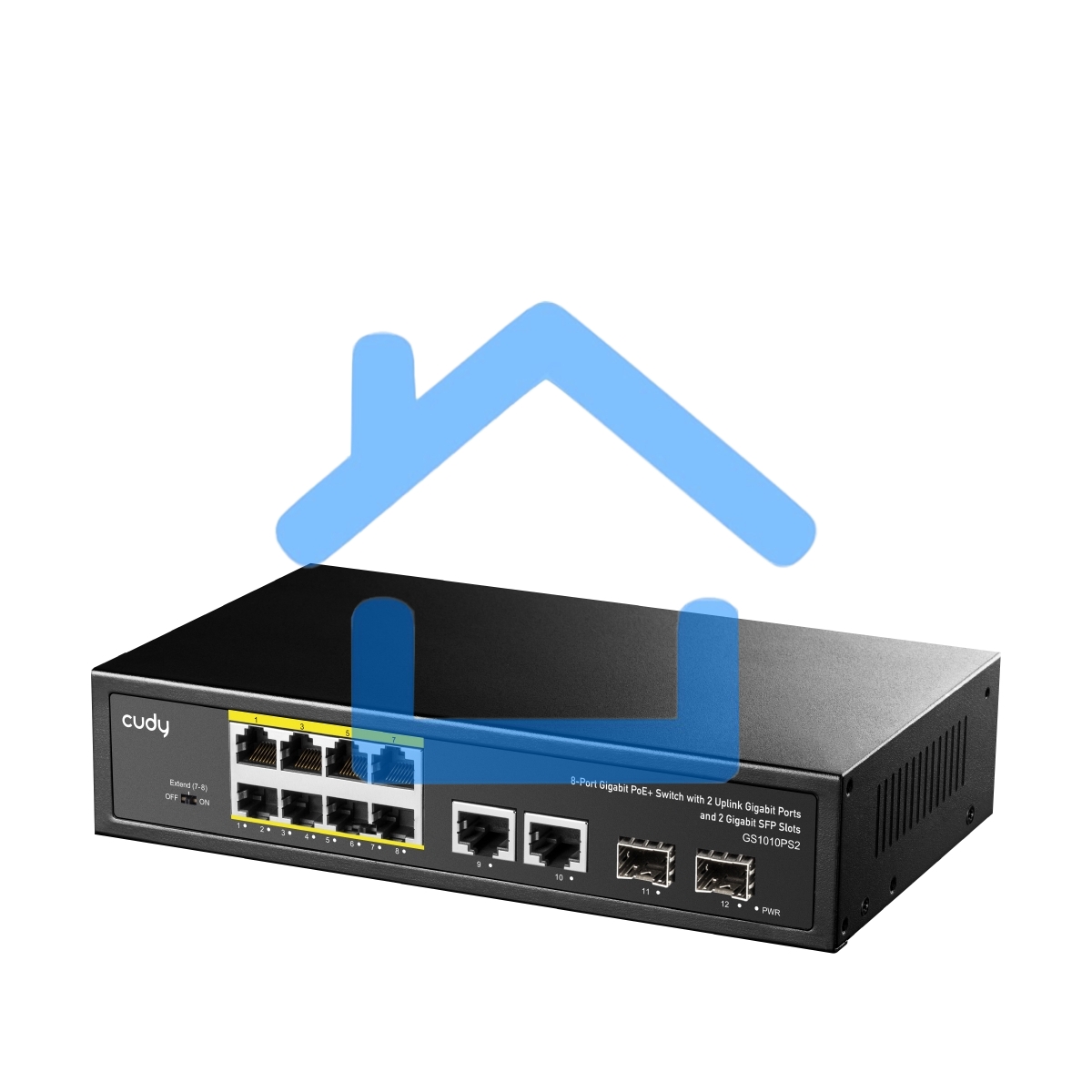 Коммутатор Cudy GS1010PS2, (L2) 10x1Gbит/с 2xКомбо(1000BASE-T/SFP) 2SFP 8PoE 120W, неуправляемый