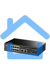 Коммутатор Cudy GS1010PS2, (L2) 10x1Gbит/с 2xКомбо(1000BASE-T/SFP) 2SFP 8PoE 120W, неуправляемый