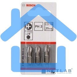 Набор бит Bosch Extra-Hart (2607001511) (3пред.) для шуруповертов