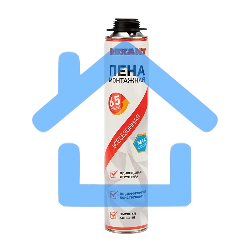 Пена монтажная всесезонная для пистолета 65 л Rexant max