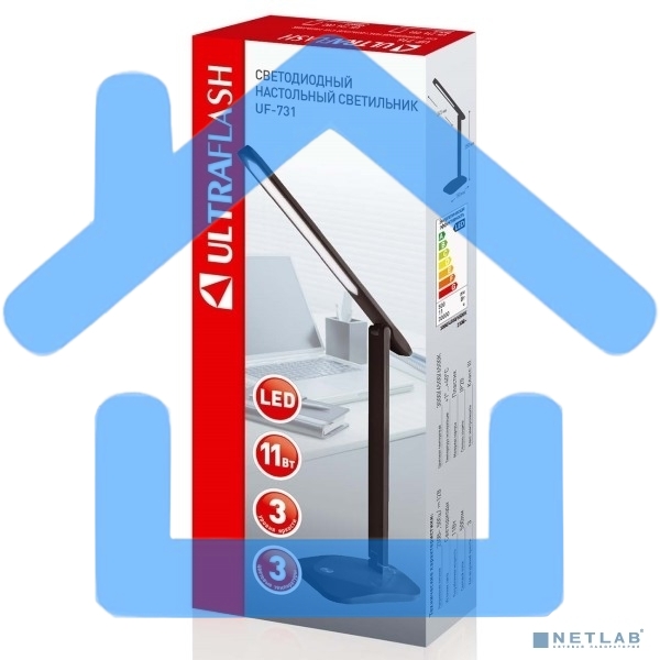 Светильник настольный UF-731 С02 LED 11Вт 3 ур. ярк. черный Ultraflash 14180