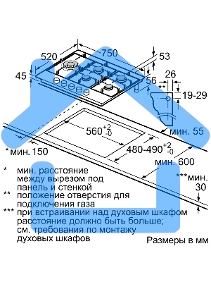 Газовая варочная панель Bosch PCS7A5M90 нержавеющая сталь