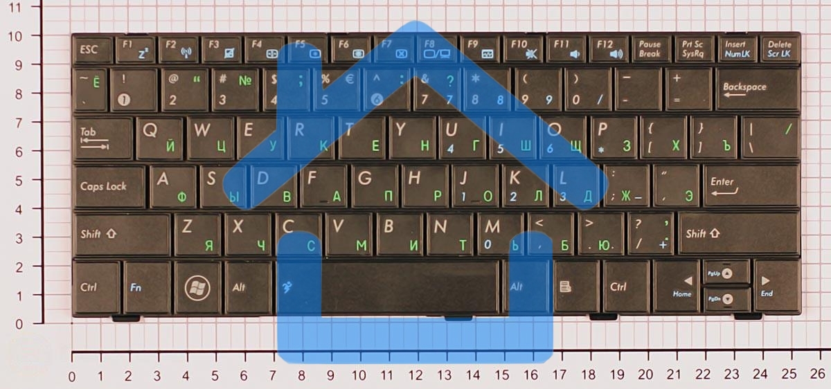 Клавиатура для ноутбука Asus Eee PC 1005HA 1008HA 1001HA 1001px черная