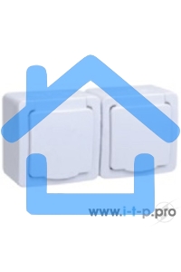 Розетка двухместная с з/к с крышкой для открытой установки РСб22-3-ГПБб IP54 серия 