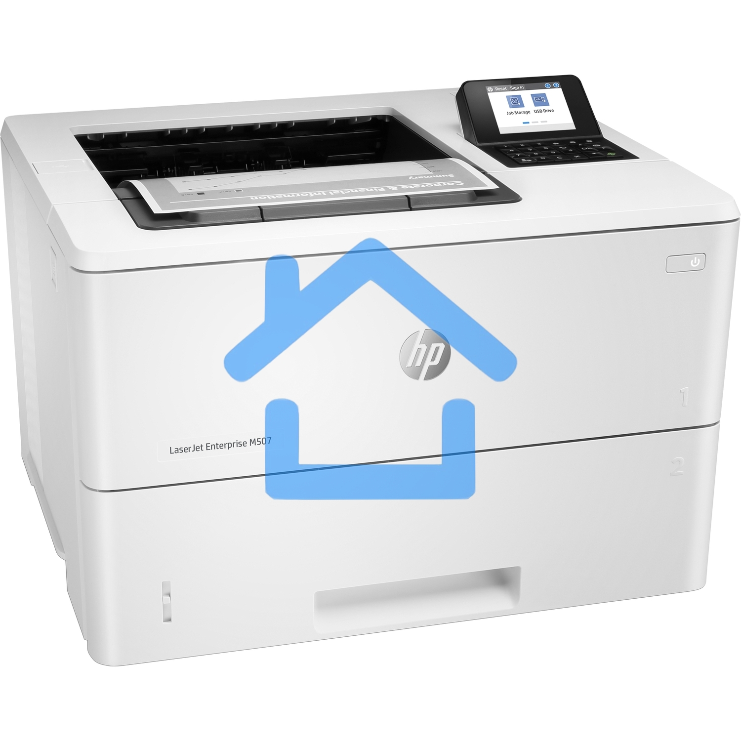 Принтер лазерный HP LaserJet Enterprise M507dn (1PV87A), A4, ч/б, печ. до 43 стр/мин, 1200 x 1200 dpi, USB, RJ-45, Air Print, Mopria