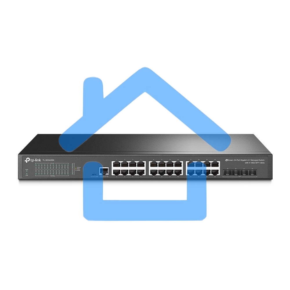 Коммутатор TP-Link JetStream™ 24-port Pure-Gigabit L2+ Managed Switch, 24 10/100/1000Mbps RJ45, 4*10G SFP+ Slots
