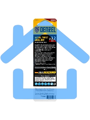Сверло спиральное по металлу Denzel 3,2 x 65мм, Р6М5, Golden Tip, 2 шт.