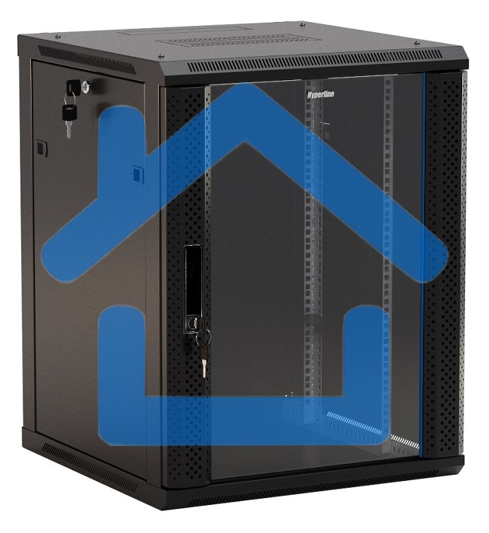 Шкаф настенный Hyperline TWB-1866-GP-RAL9004 19-дюймовый (19