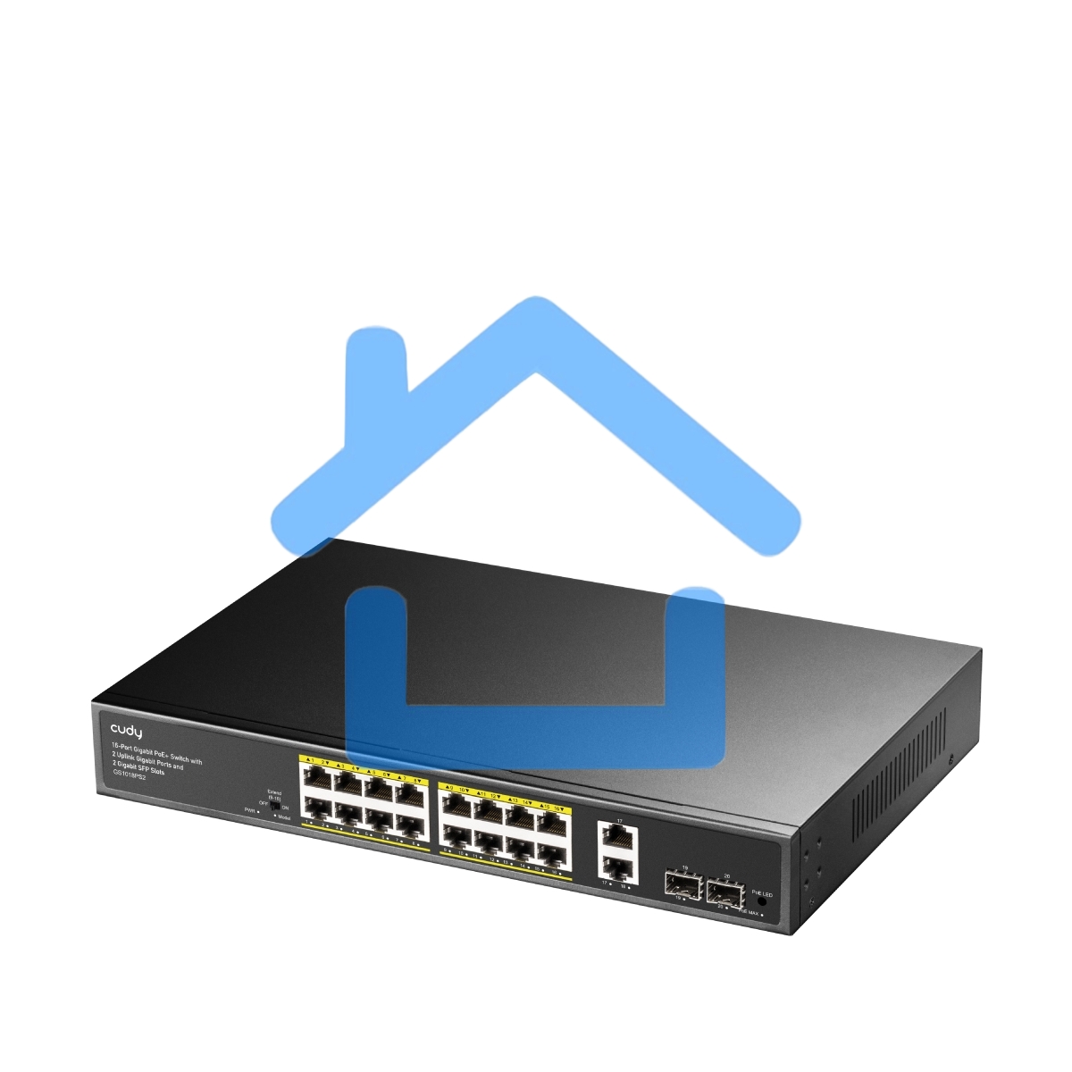 Коммутатор Cudy GS1018PS2 (L2) 18x1Гбит/с 2xКомбо(1000BASE-T/SFP) 2SFP 16PoE 200W неуправляемый