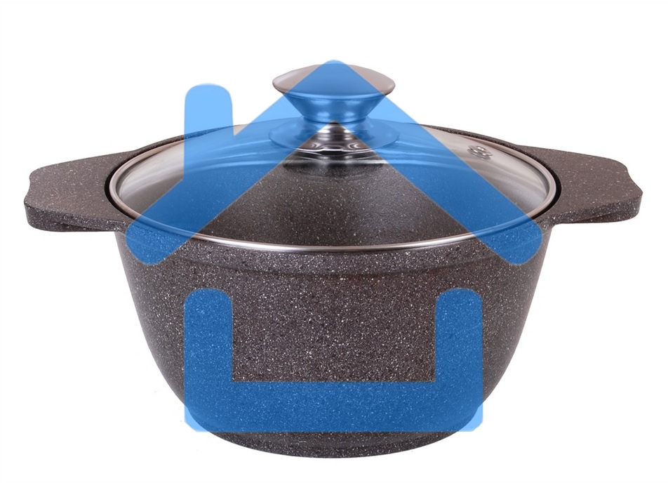 Кастрюля 1л со стеклянной крышкой, АП (кофейный мрамор) КМК12а