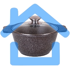 Кастрюля 1л со стеклянной крышкой, АП (кофейный мрамор) КМК12а