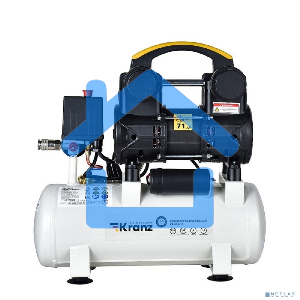 Компрессор воздушный Kranz KR-850/10, 850Вт, 140 л/мин, 10л