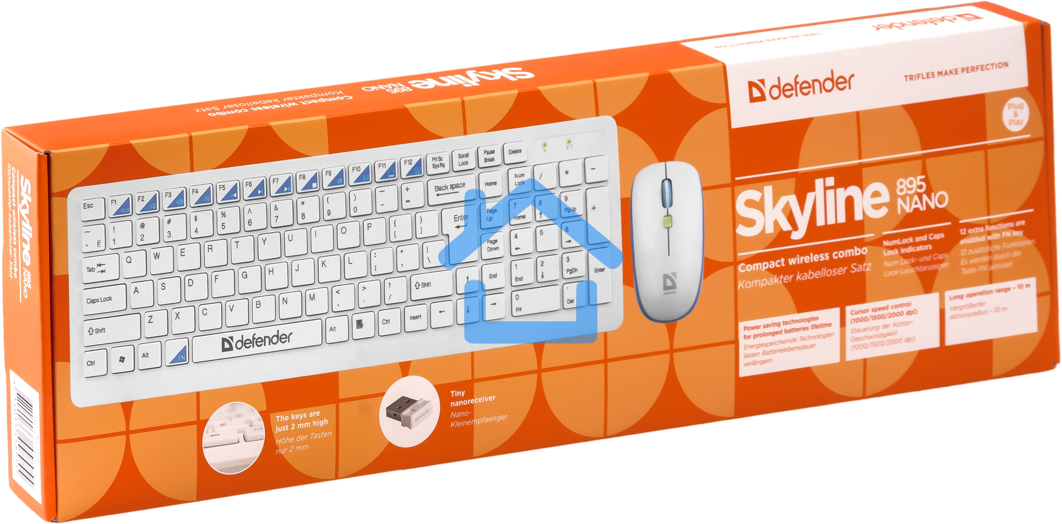 Комплект клавиатура + мышь Defender Skyline 895 Nano W (белый) Кл:104, 1000/1500/2000dpi