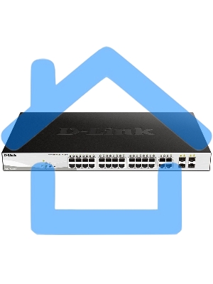 Коммутатор D-Link DGS-1210-28P/FL1A, L2 Managed Switch with 24 10/100/1000Base-T ports and 4 100/1000Base-T/SFP combo-ports (24 PoE ports 802.3af/802.3at (30 W), PoE Budget 193 W).8K Mac address, 802.3x Flow Co