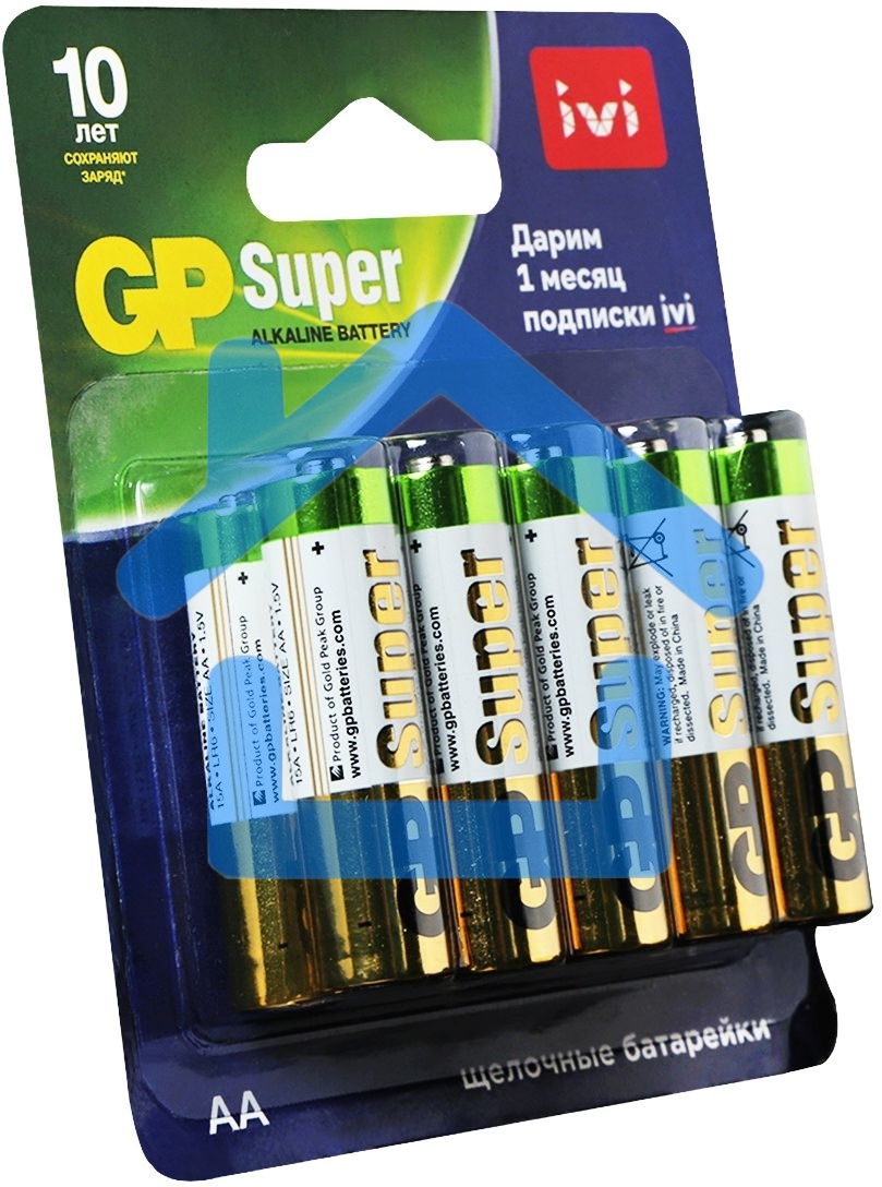 Батарея GP Super Alkaline 15A/IVI-2CR10 AA (10шт) блистер