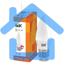 Лампа светодиодная LED 9Вт 230В 3000К E27 свеча LLE-C35-9-230-30-E27 IEK
