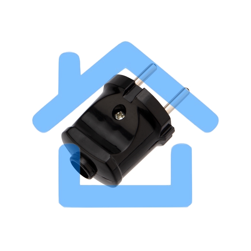 Вилка прямая без з/к 6А черная Rexant