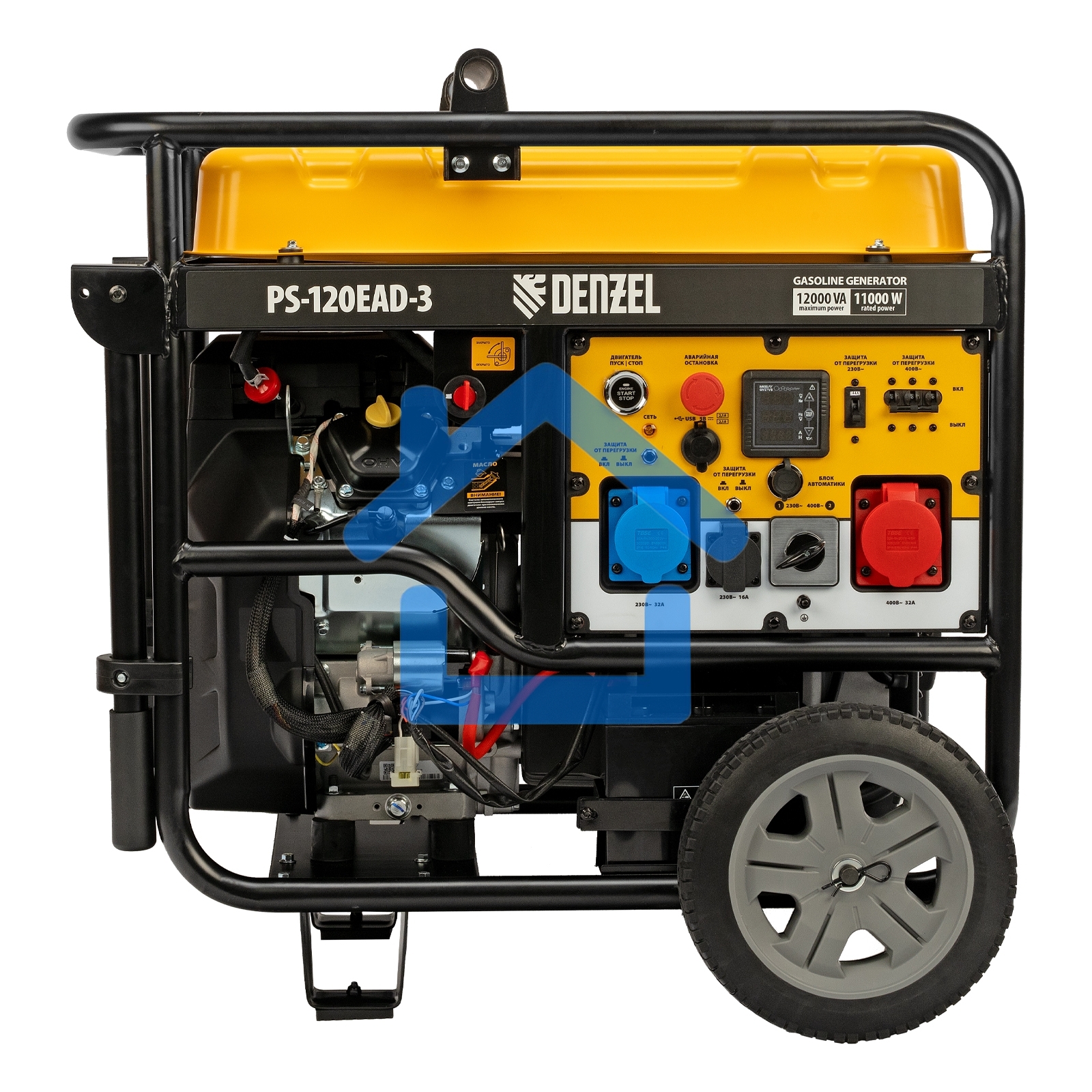 Электрогенератор бензиновый Denzel PS-120EAD-3, 12 кВт, 110 дБ, 180 кг