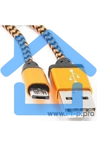 Кабель Gembird USB 2.0 Cablexpert CC-mUSB2oe1m, AM/microBM 5P, 1м, нейлоновая оплетка, алюминиевые разъемы, оранжевый, пакет