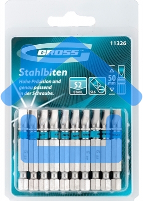 Набор бит GROSS 11326sl6.0х50 сталь s2 10шт