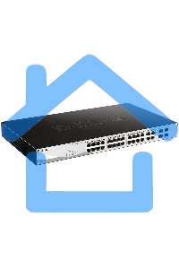 Коммутатор D-Link DGS-1210-28P/FL1A, L2 Managed Switch with 24 10/100/1000Base-T ports and 4 100/1000Base-T/SFP combo-ports (24 PoE ports 802.3af/802.3at (30 W), PoE Budget 193 W).8K Mac address, 802.3x Flow Co