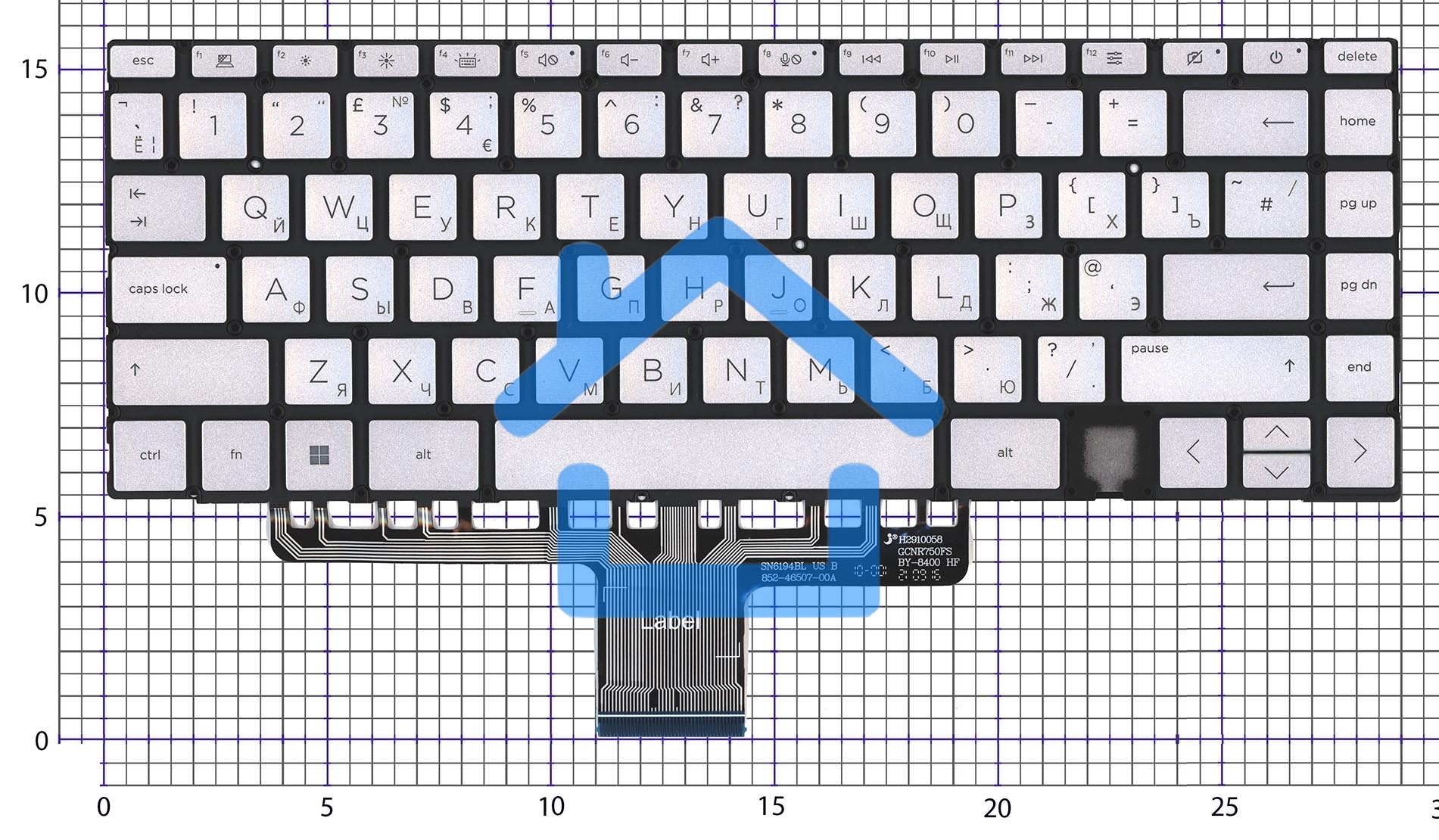 Клавиатура для ноутбука HP Envy 14-EB серебро