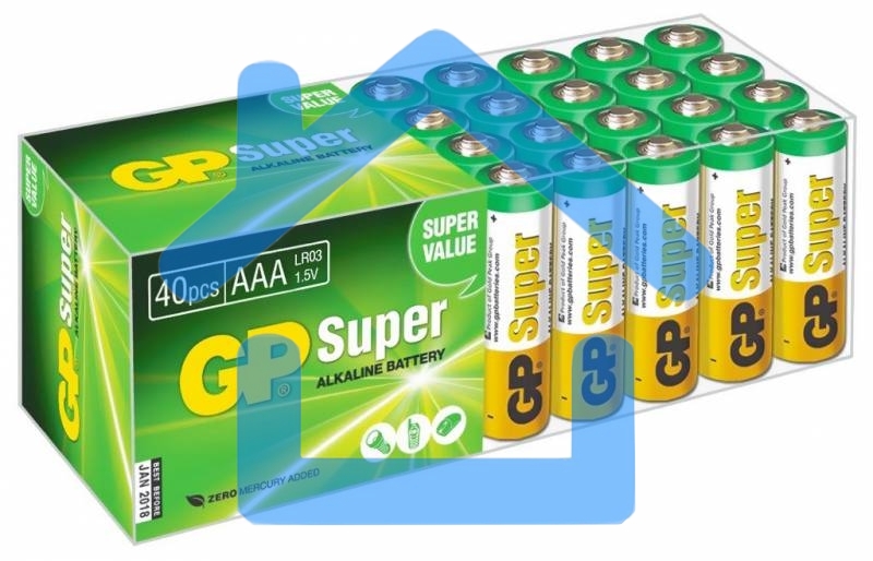 Алкалиновые батарейки GP Super Alkaline G-Tech 24А ААA - 40 шт. в пленке