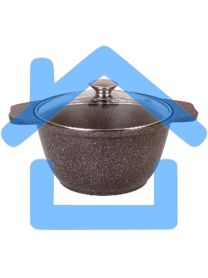 Кастрюля 3л со стеклянной крышкой АП (кофейный мрамор) КМК32а