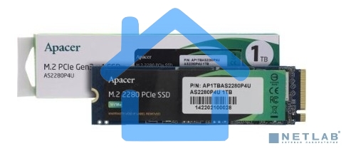 Накопитель SSD Apacer AS2280P4U, 1Tb, M.2 2280, PCIe 3.0 x4, NVMe, R/W 3500/3000