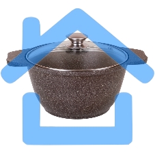 Кастрюля 4л со стеклянной крышкой АП (кофейный мрамор) КМК42а