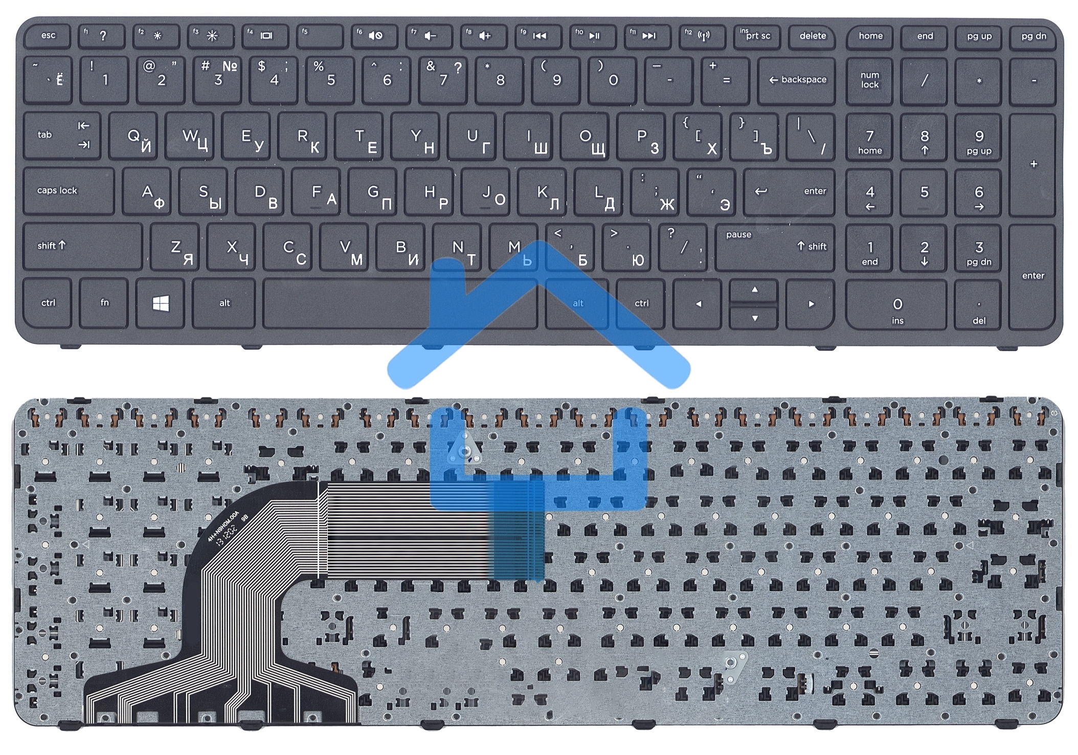 Клавиатура для ноутбука HP Pavilion 15-e черная с рамкой