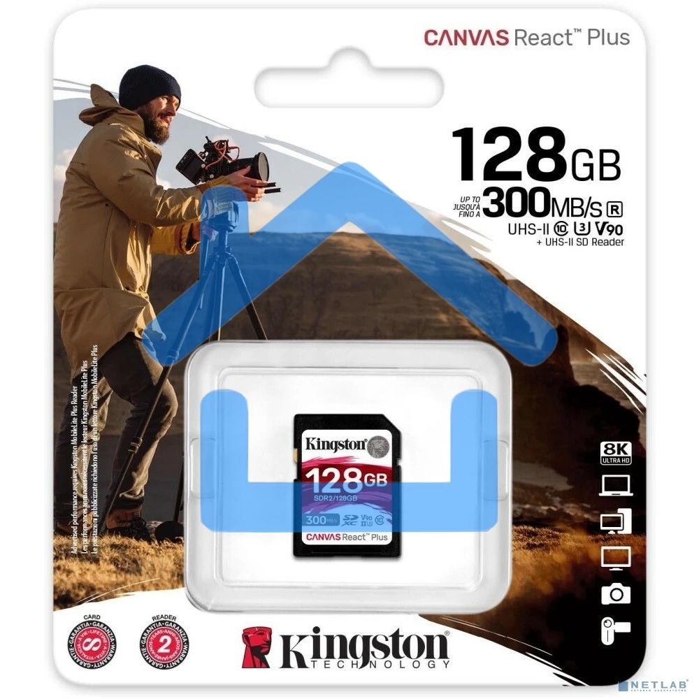Флеш карта Kingston 128Gb Canvas React Plus SDXC UHS-II 300R/260W U3 V90