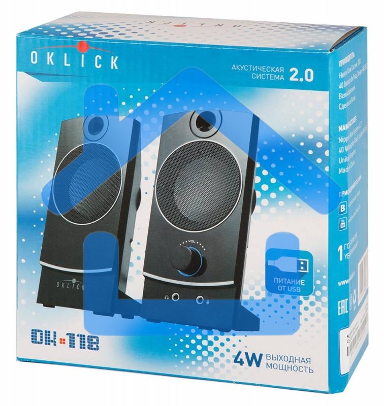 Акустическая система Oklick OK-118 2.0 черный 4Вт