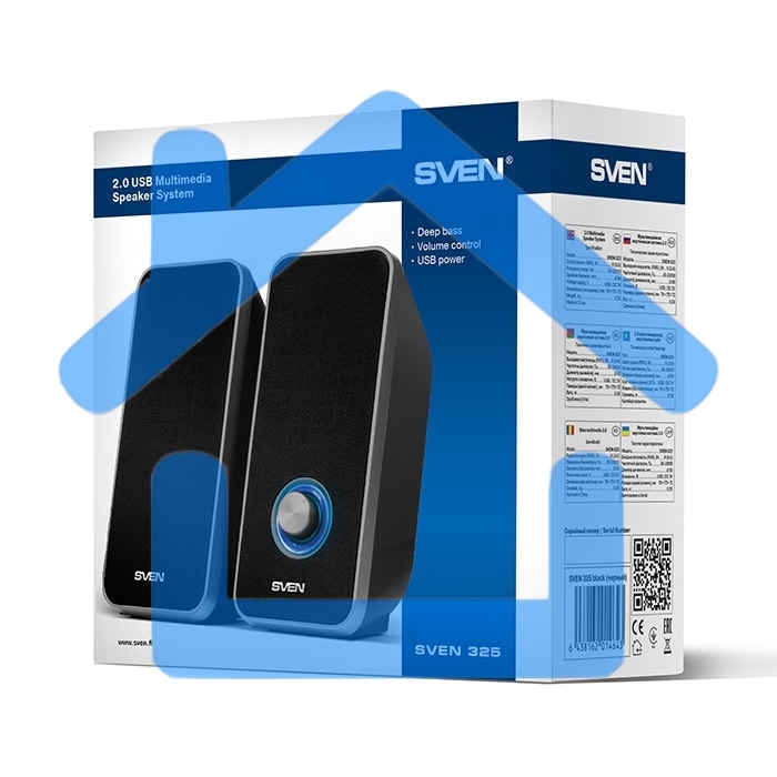 Акустическая система 2.0 SVEN 325, черный, USB, мощность 2x3 Вт(RMS) SVEN 325, черный, USB, акустическая система 2.0, мощность 2x3 Вт(RMS)